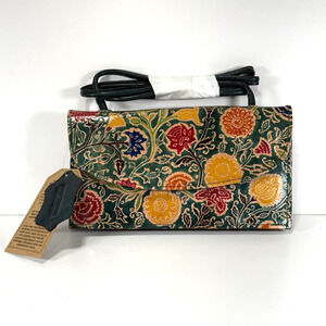 Genuine Leather Hand Painted Purse Hand Made in India Embossed Floral Pattern